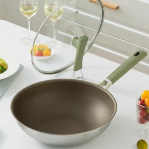 Titanium-coated non-stick pan